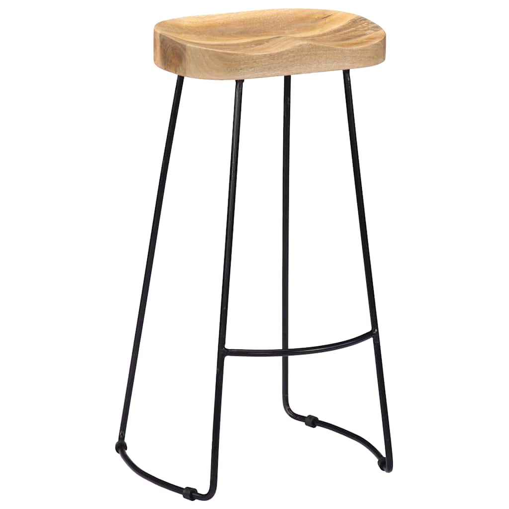 vidaXL Gavin Bar Stools 2 pcs Solid Mango Wood - Brown - 45 x 40 x 78 cm