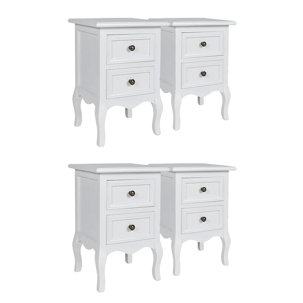 vidaXL Nightstands 4 pcs with 2 Drawers MDF White