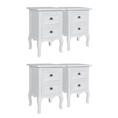 vidaXL Nightstands 4 pcs with 2 Drawers MDF White