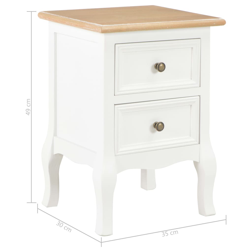 vidaXL Bedside Cabinet 2 pcs White 35x30x49 cm MDF