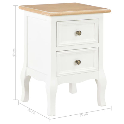 vidaXL Bedside Cabinet 2 pcs White 35x30x49 cm MDF