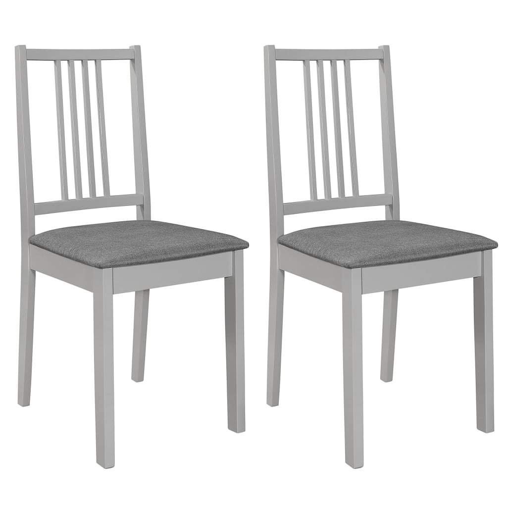 vidaXL Dining Chairs with Cushions 2 pcs Grey Solid Wood