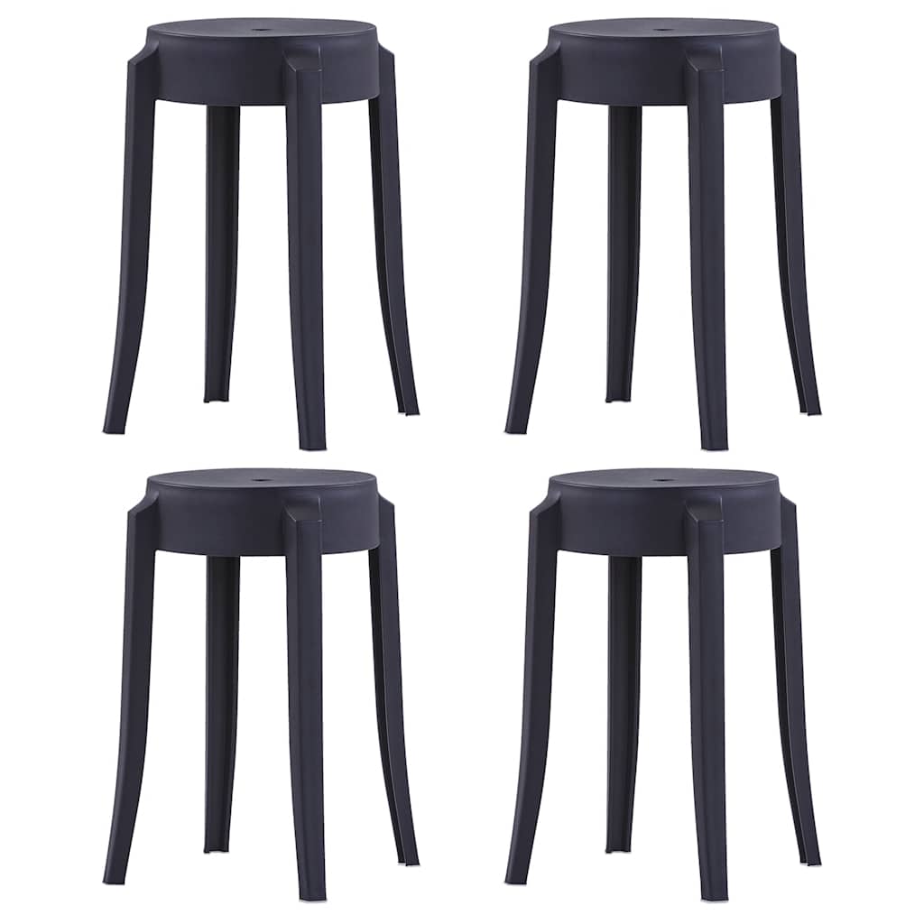 vidaXL Stackable Stools 4 pcs Black Plastic - 43 x 43 x 45 cm