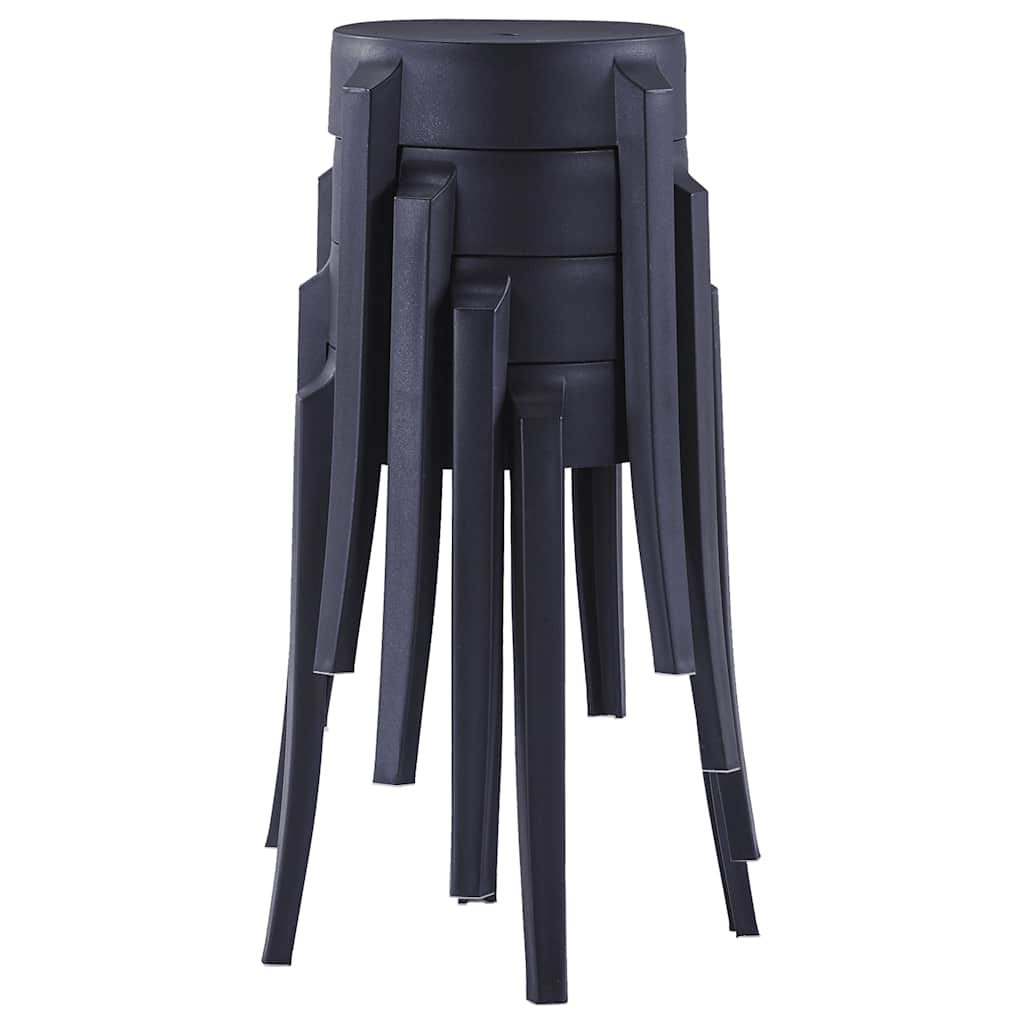 vidaXL Stackable Stools 4 pcs Black Plastic - 43 x 43 x 45 cm