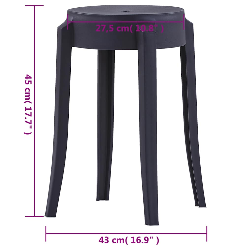 vidaXL Stackable Stools 4 pcs Black Plastic - 43 x 43 x 45 cm