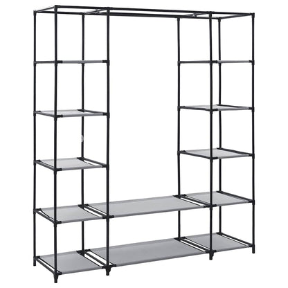 282436 vidaXL Wardrobe with Compartments and Rods Grey 150x45x176 cm Fabric