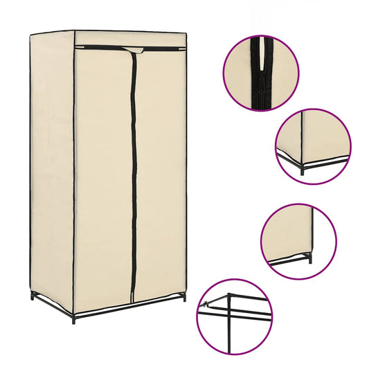 282439 vidaXL Wardrobe Cream 75x50x160 cm