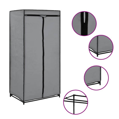 282444 vidaXL Wardrobes 2 pcs Grey 75x50x160 cm