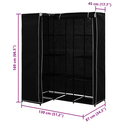 282449 vidaXL Corner Wardrobe Black 130x87x169 cm