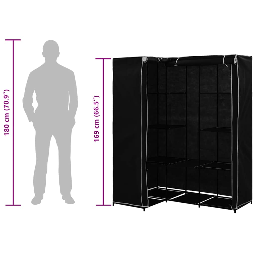282449 vidaXL Corner Wardrobe Black 130x87x169 cm