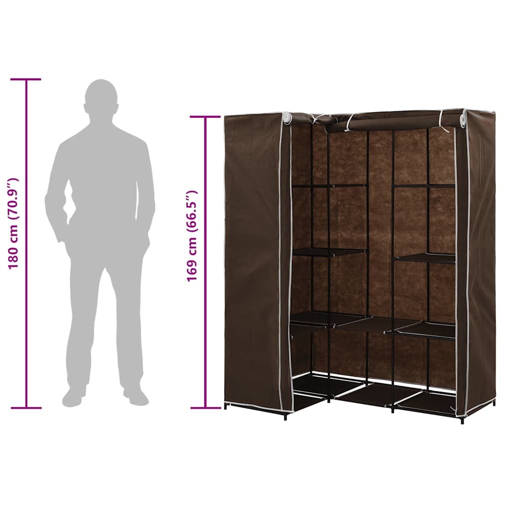 282450 vidaXL Corner Wardrobe Brown 130x87x169 cm