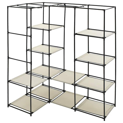 282451 vidaXL Corner Wardrobe Cream 130x87x169 cm