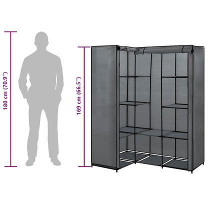 282452 vidaXL Corner Wardrobe Grey 130x87x169 cm