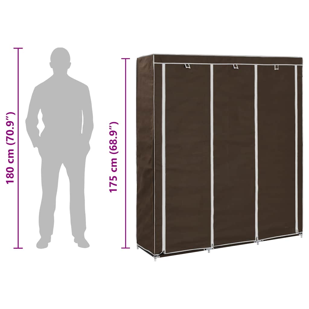 282454 vidaXL Wardrobe with Compartments and Rods Brown 150x45x175 cm Fabric