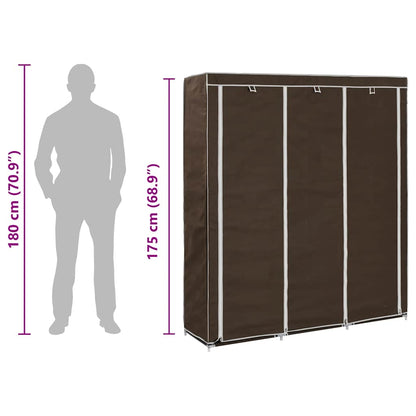 282454 vidaXL Wardrobe with Compartments and Rods Brown 150x45x175 cm Fabric