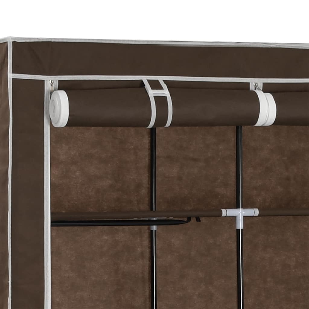 282454 vidaXL Wardrobe with Compartments and Rods Brown 150x45x175 cm Fabric