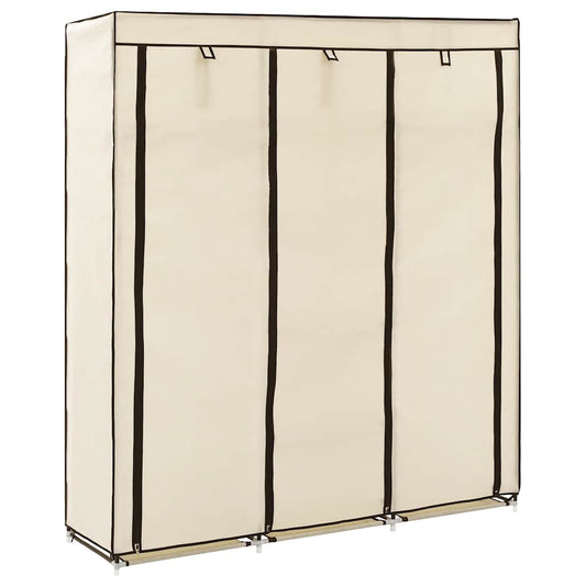 282455 vidaXL Wardrobe with Compartments and Rods Cream 150x45x175 cm Fabric