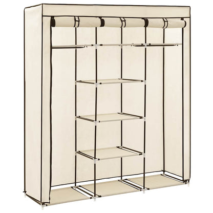 282455 vidaXL Wardrobe with Compartments and Rods Cream 150x45x175 cm Fabric
