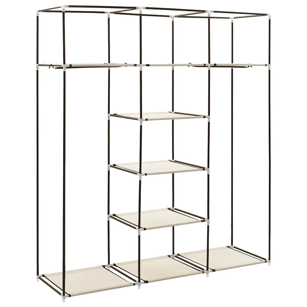 282455 vidaXL Wardrobe with Compartments and Rods Cream 150x45x175 cm Fabric
