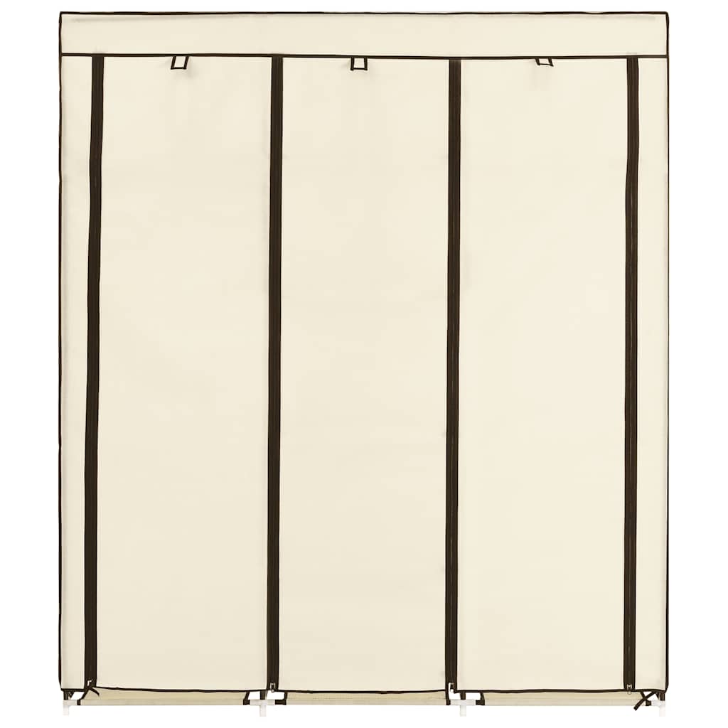 282455 vidaXL Wardrobe with Compartments and Rods Cream 150x45x175 cm Fabric