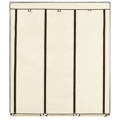 282455 vidaXL Wardrobe with Compartments and Rods Cream 150x45x175 cm Fabric