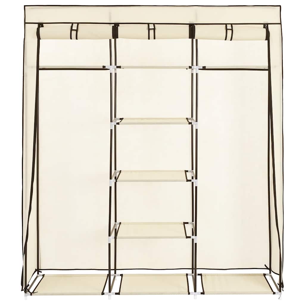 282455 vidaXL Wardrobe with Compartments and Rods Cream 150x45x175 cm Fabric