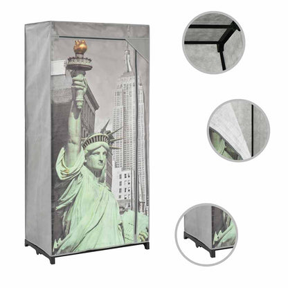 282461 vidaXL Wardrobe New York 75x45x160 cm Fabric - Grey