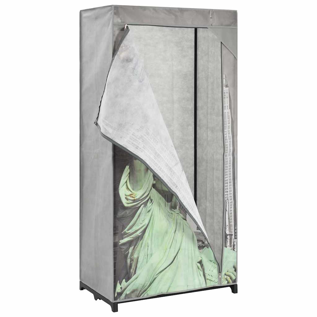 282461 vidaXL Wardrobe New York 75x45x160 cm Fabric - Grey