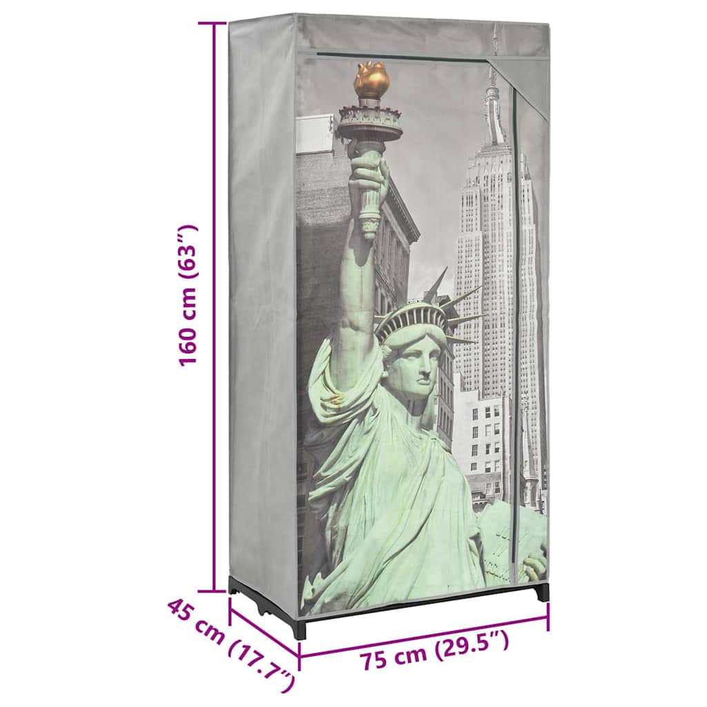 282461 vidaXL Wardrobe New York 75x45x160 cm Fabric - Grey