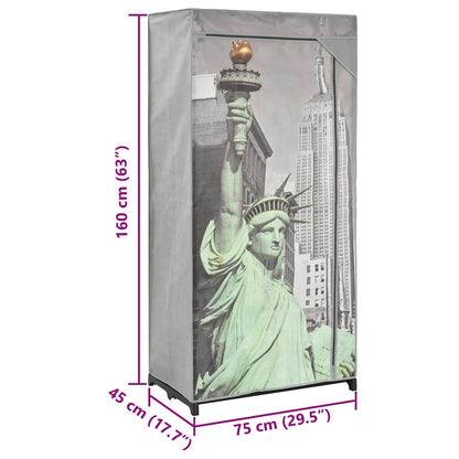 282461 vidaXL Wardrobe New York 75x45x160 cm Fabric - Grey