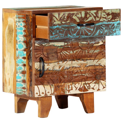 vidaXL Hand Carved Bedside Cabinet 40x30x50 cm Solid Reclaimed Wood - Multicolour