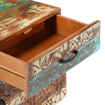 vidaXL Hand Carved Bedside Cabinet 40x30x50 cm Solid Reclaimed Wood - Multicolour