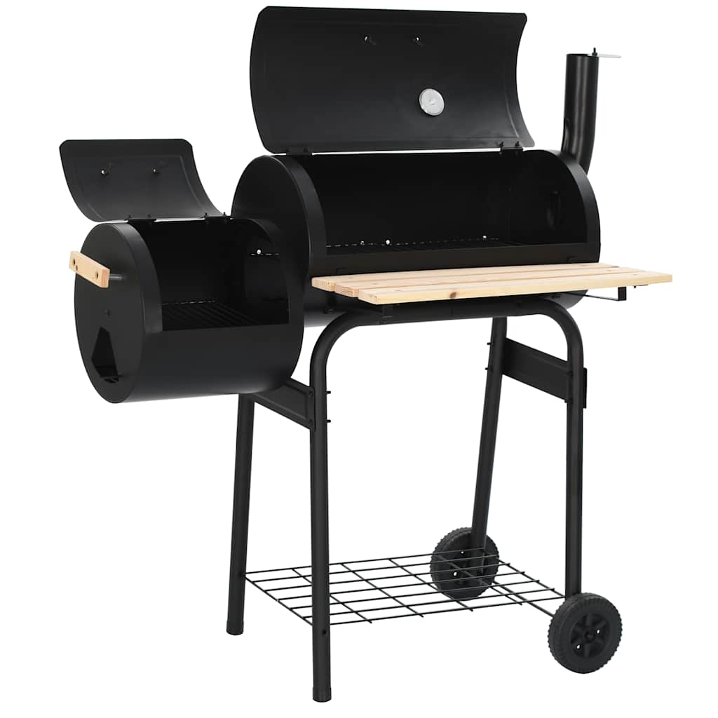 vidaXL Classic Charcoal BBQ Offset Smoker - Black
