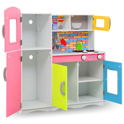vidaXL Kids' Play Kitchen MDF 80x30x85 cm Multicolour - Red