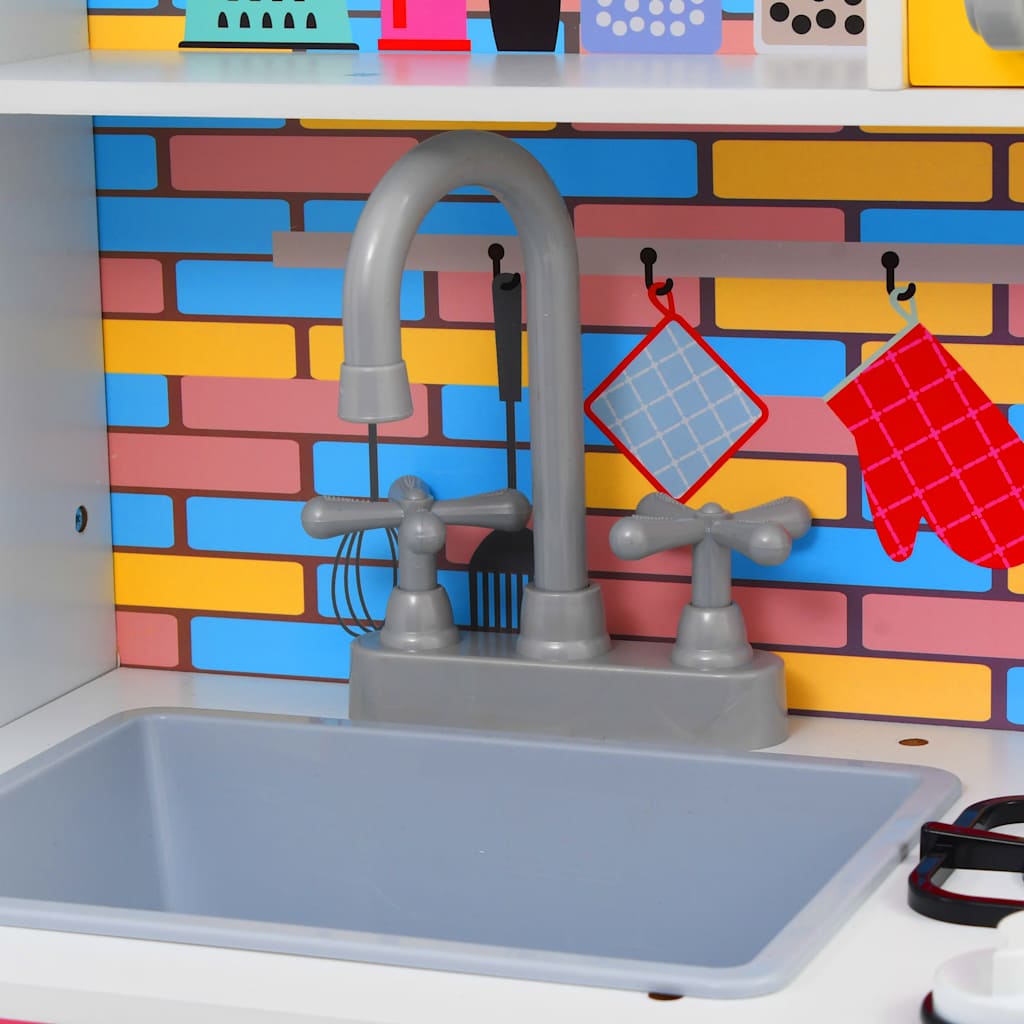 vidaXL Kids' Play Kitchen MDF 80x30x85 cm Multicolour - Red