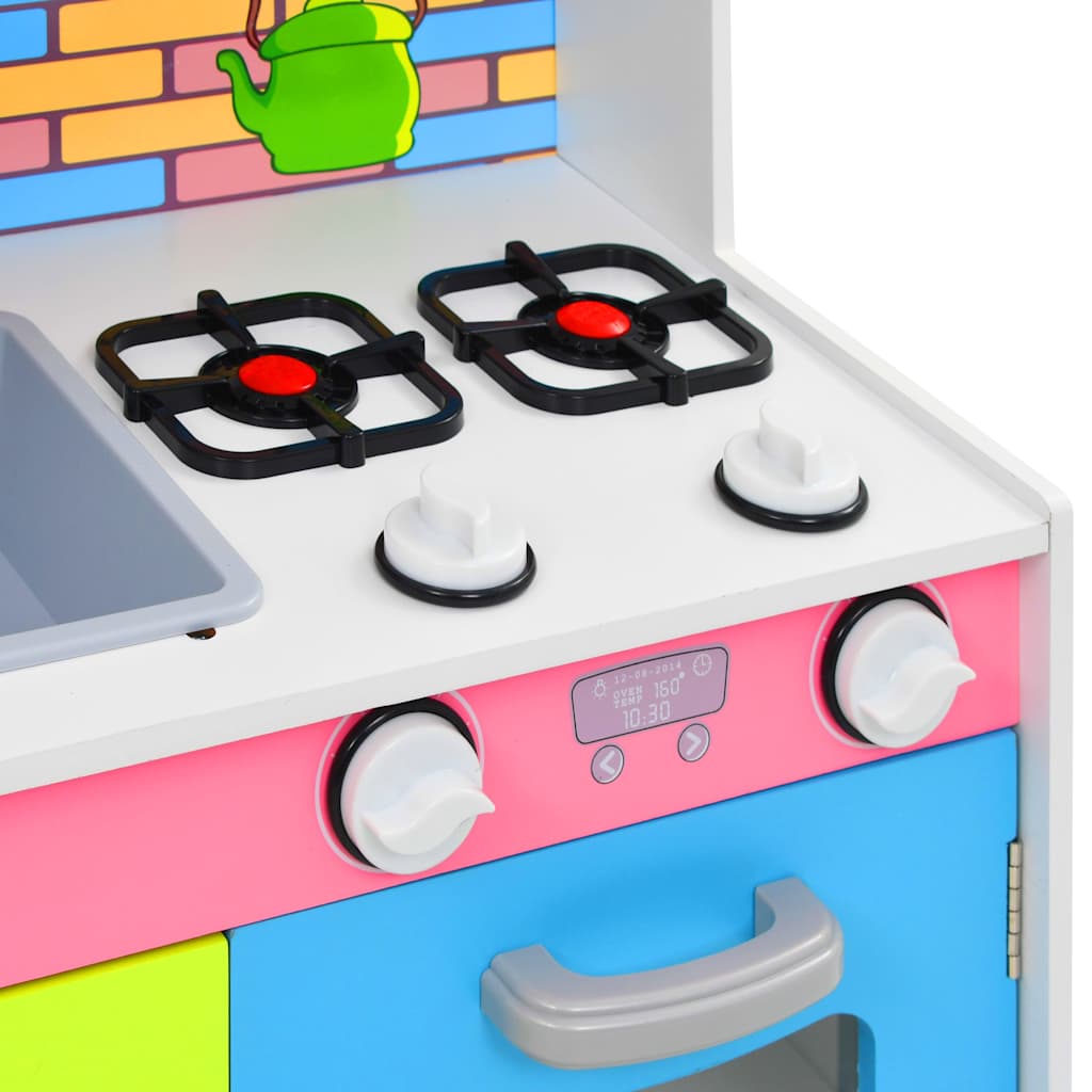 vidaXL Kids' Play Kitchen MDF 80x30x85 cm Multicolour - Red