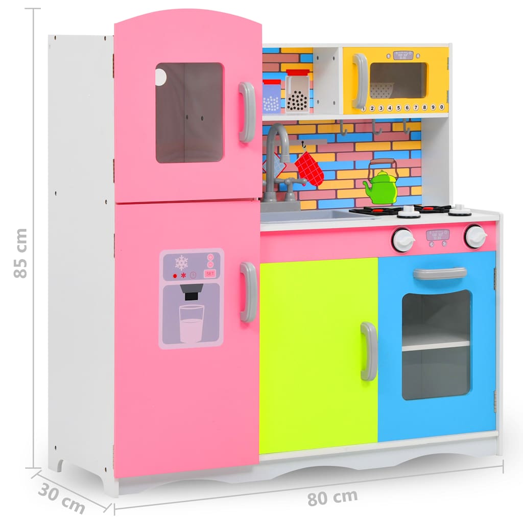 vidaXL Kids' Play Kitchen MDF 80x30x85 cm Multicolour - Red