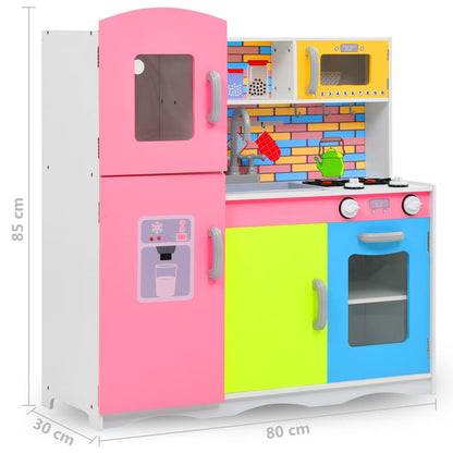 vidaXL Kids' Play Kitchen MDF 80x30x85 cm Multicolour - Red