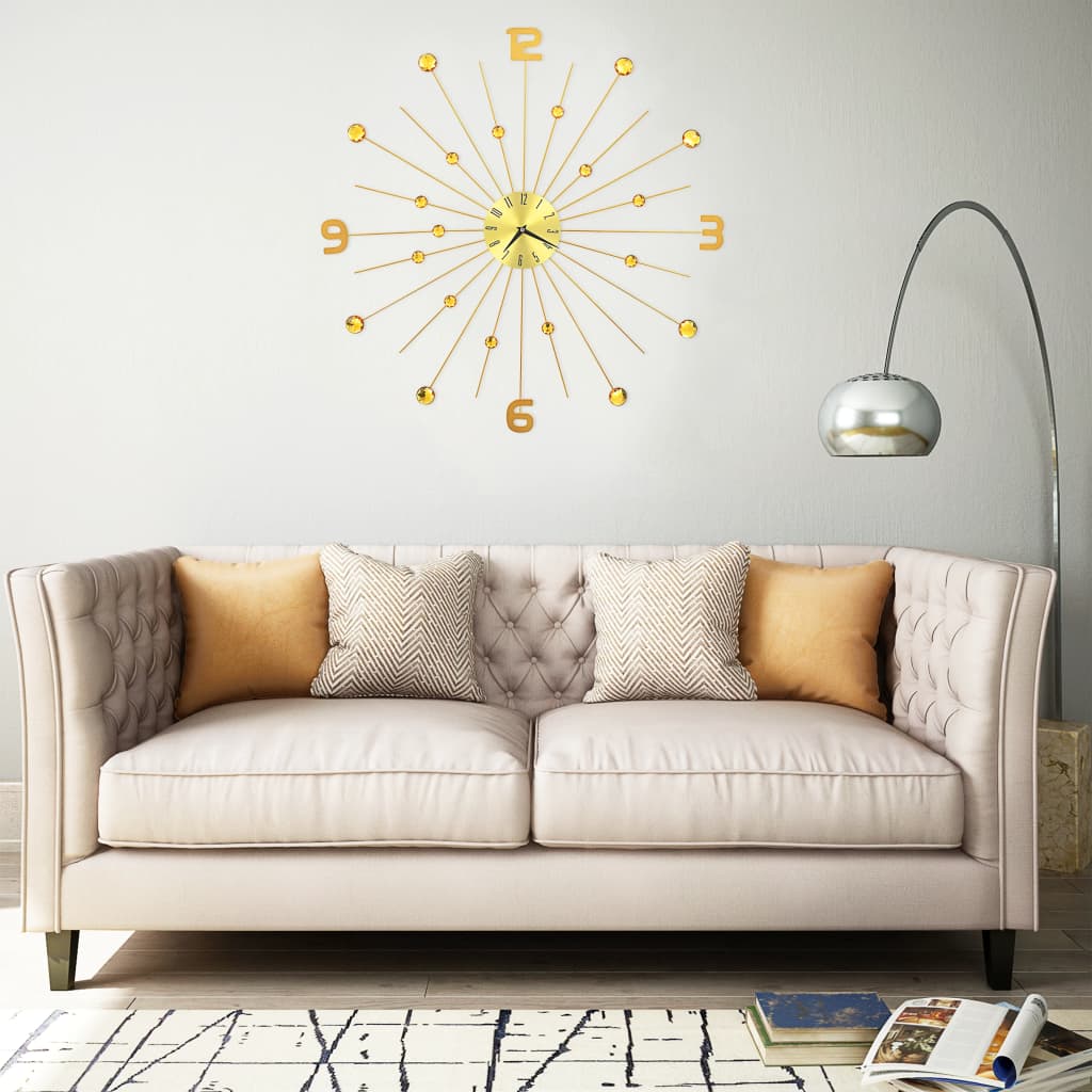 283857 vidaXL Wall Clock Metal 70 cm Golden - Gold - 70 x 70 cm