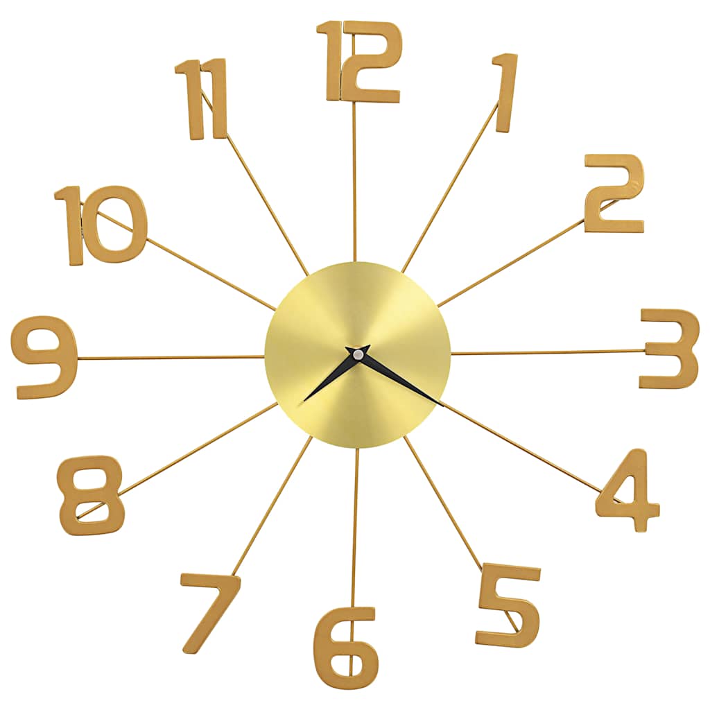 vidaXL Wall Clock Metal 50 cm Golden - Gold - 50 x 50 cm