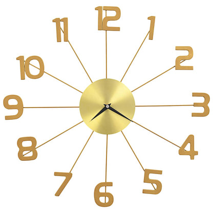 vidaXL Wall Clock Metal 50 cm Golden - Gold - 50 x 50 cm