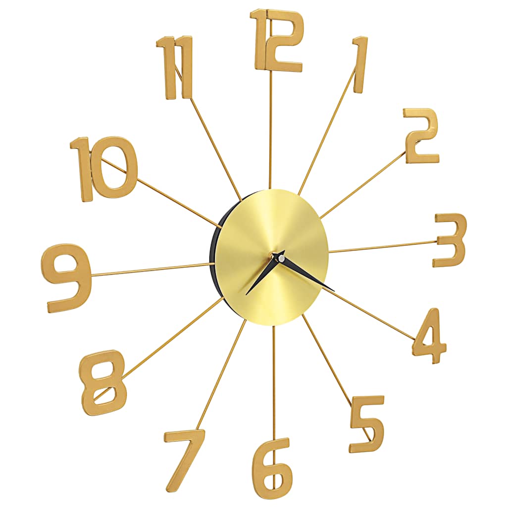 vidaXL Wall Clock Metal 50 cm Golden - Gold - 50 x 50 cm