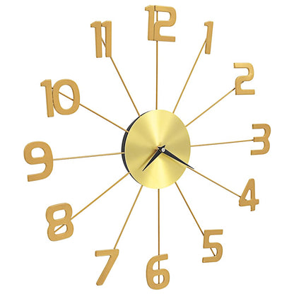 vidaXL Wall Clock Metal 50 cm Golden - Gold - 50 x 50 cm