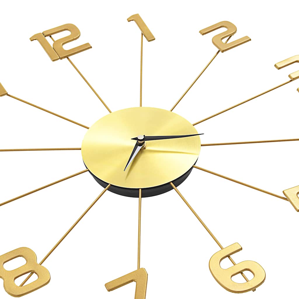 vidaXL Wall Clock Metal 50 cm Golden - Gold - 50 x 50 cm