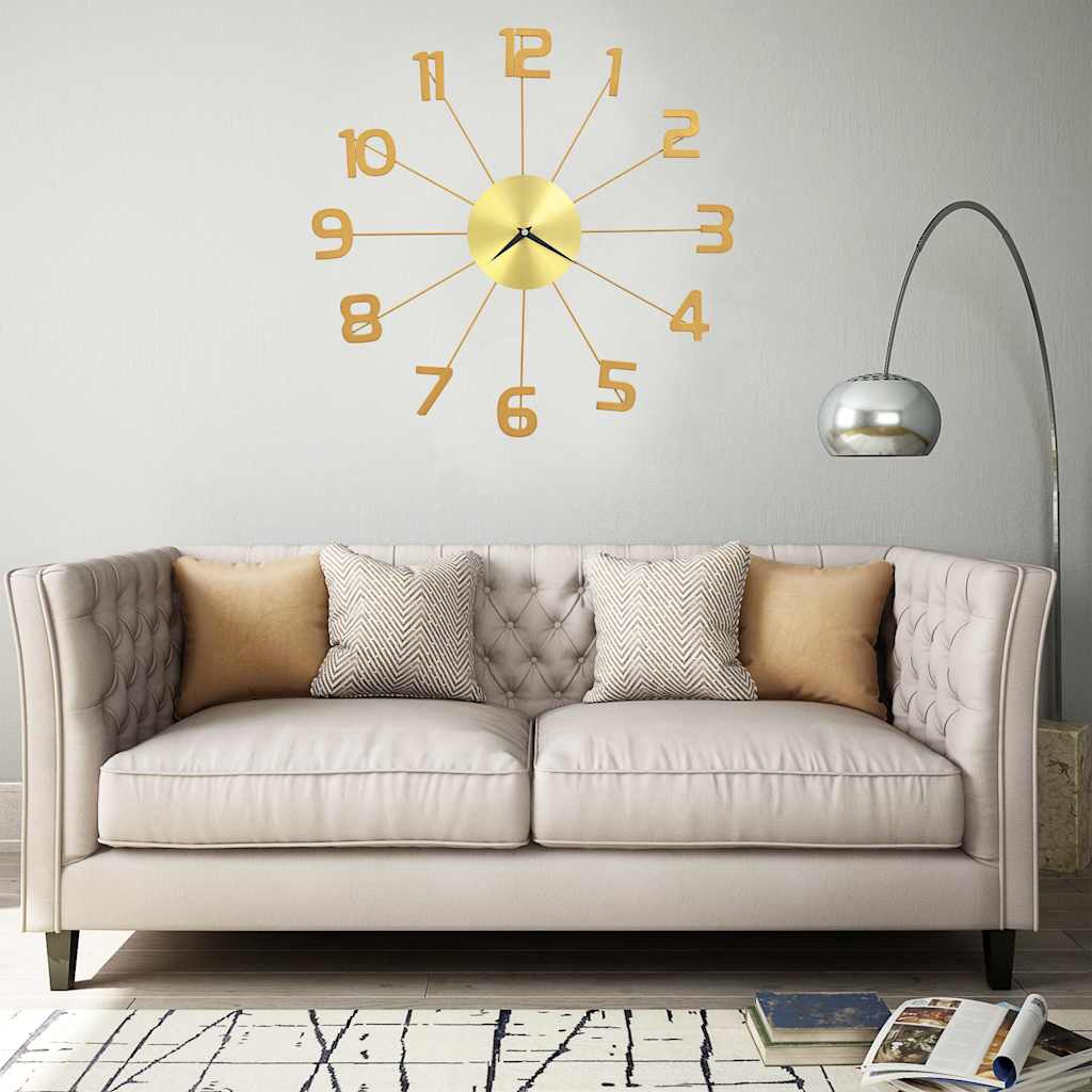 vidaXL Wall Clock Metal 50 cm Golden - Gold - 50 x 50 cm
