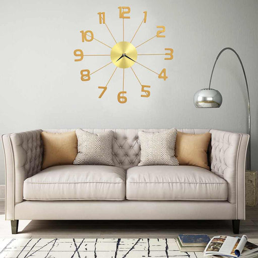 vidaXL Wall Clock Metal 50 cm Golden - Gold - 50 x 50 cm