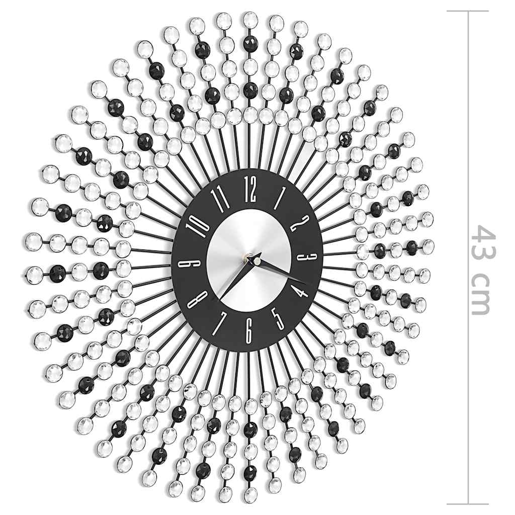283859 vidaXL Wall Clock Metal 43 cm Black - 43 x 43 cm
