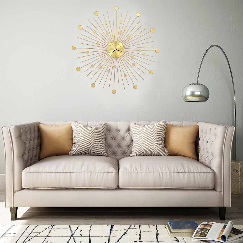 283862 vidaXL Wall Clock Metal 70 cm Golden - Gold - 70 x 70 cm