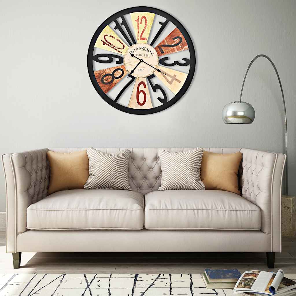 283863 vidaXL Wall Clock Metal 60 cm Multicolour - 60 x 60 cm
