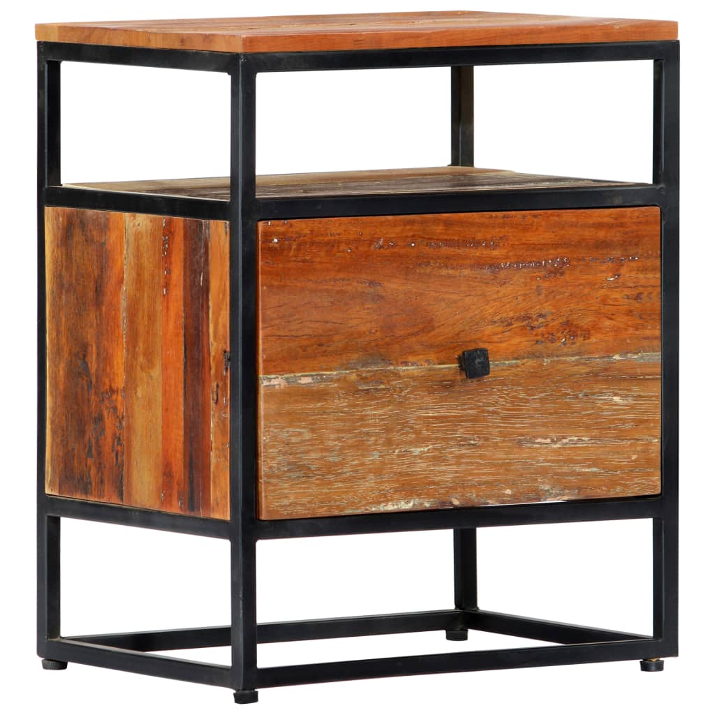 vidaXL Bedside Cabinet 40x30x50 cm Solid Reclaimed Wood and Steel - Brown